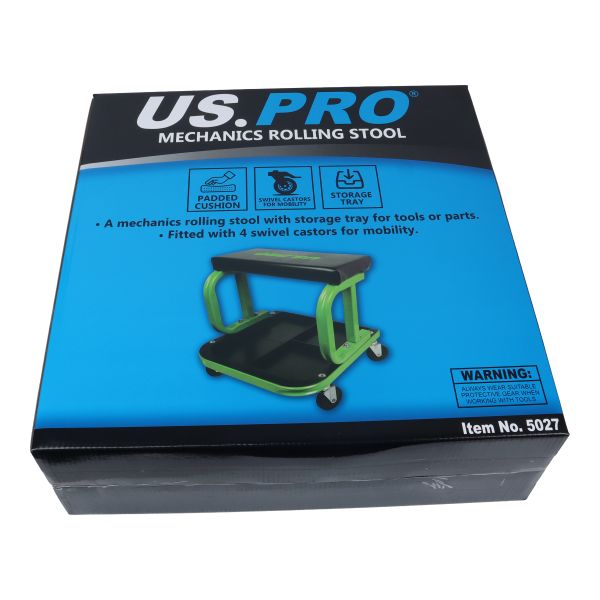 US PRO Mechanics Rolling Stool Work Seat Garage Workshop Stool with Storage