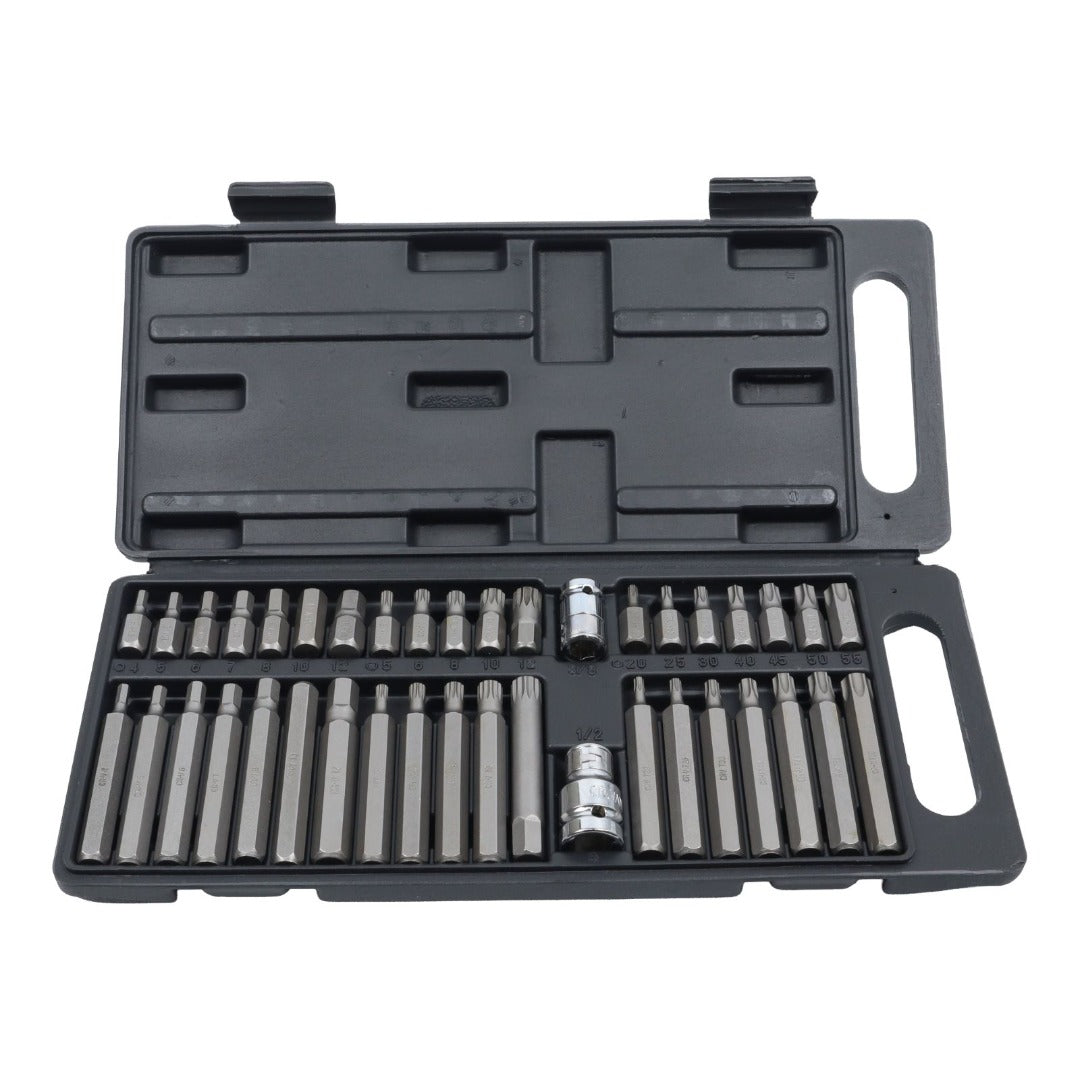 US PRO INDUSTRIAL 40pc Hex Torx Spline Star Socket Bit Set 3/8'' & 1/2'' Drive Bit Holder