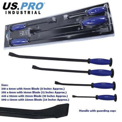 US Pro Industrial 4pc Pry Bar Set with Protective Handle Guard