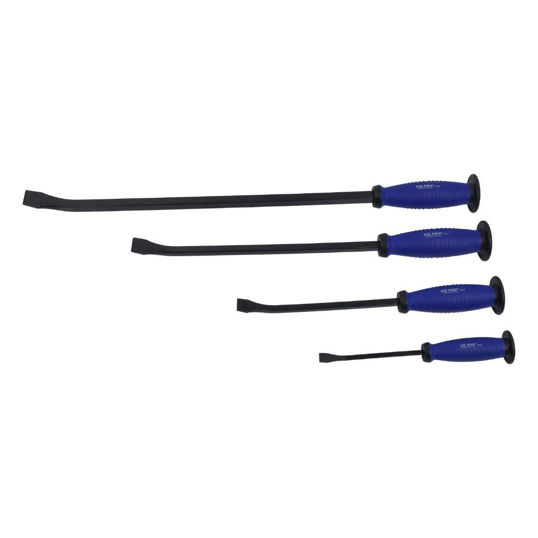 US Pro Industrial 4pc Pry Bar Set with Protective Handle Guard