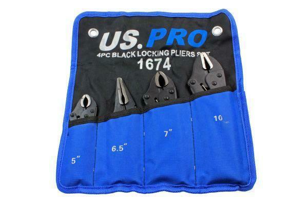 US Pro 4pc LOCKING PLIERS SET Mole Grips, Long Nose, Curved Jaw B1674