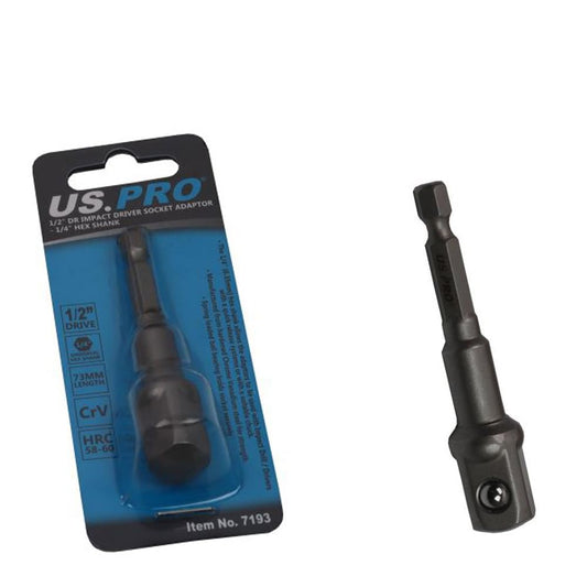 US PRO 1/2'' DR Impact Driver Socket Adaptor - 1/4'' Hex Shank