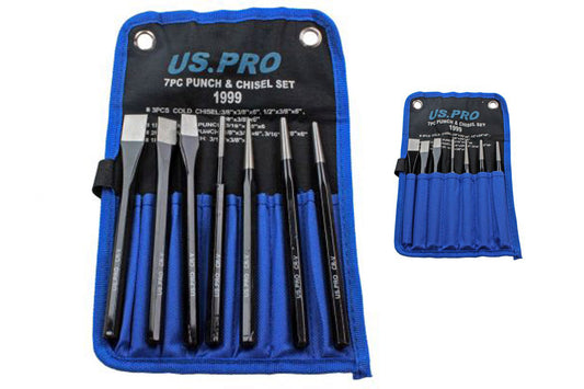 US Pro 7pc Punch and Cold Chisel Set inc Parallel Taper Centre Punch B1999