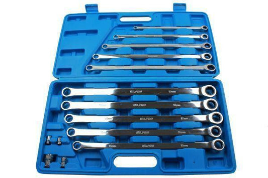 US PRO 10pc Extra Long Double Ring Single Gear Ratchet Spanner Wrench Set B3224