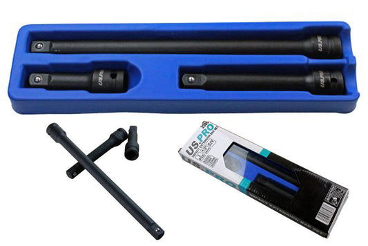 US PRO 3PC 1/2'' DR Impact Extension Bar Set 75, 125, 250mm 2086