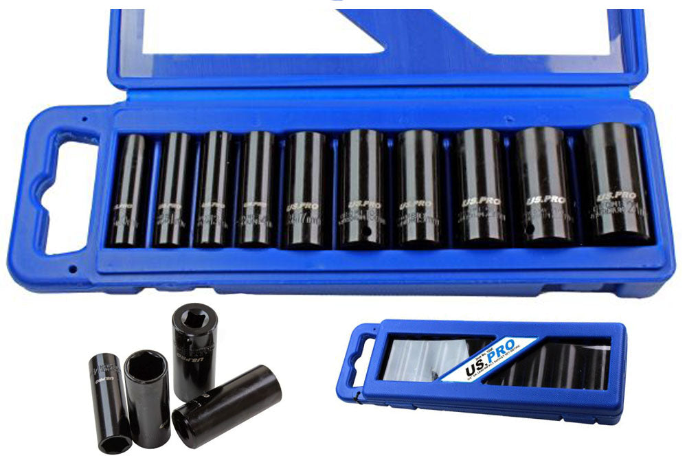US PRO 10 Piece 3/8'' Dr Deep Impact Metric Socket Set 10 - 24mm 1680