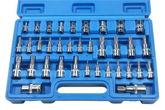 Bergen 35pc Torx TRX-Star inc Tamper BIT Socket Set 1/4 3/8 1/2 B1141