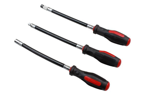 US Pro Flexible Screwdriver Driver Set 300mm with 1/4'' Dr, Bit Driver, 7mm Socket End Hose Clips