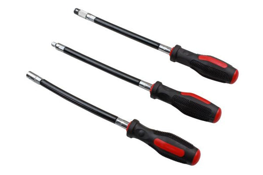 US Pro Flexible Screwdriver Driver Set 300mm with 1/4'' Dr, Bit Driver, 7mm Socket End Hose Clips