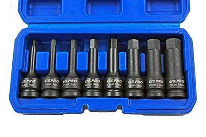 Us Pro by Bergen 8 pc 1/2'' Impact Hex Allen Socket Bits Metric MM B1305