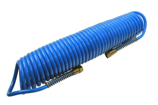 Recoil Air Line Hose Coil 10 Mtr 33 Ft 1/4'' BSP Fittings PU Compressor 6.5mm ID