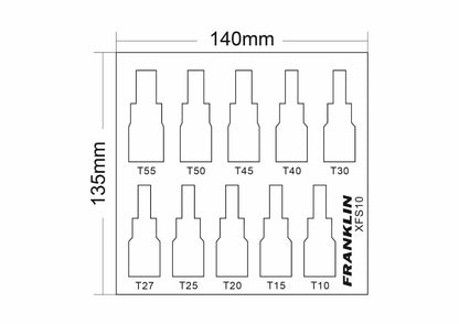 Franklin Tools Torx Star Key Bit Socket Set 10pc 3/8 Drive  XFS10 Professional Quality
