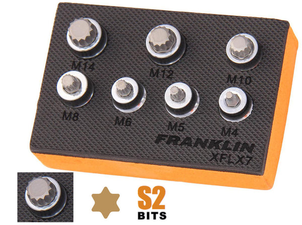 Franklin Tools Low Profile Spline Set 7pc  3/8'' Drive 4mm to 14mm Shallow XFLX7