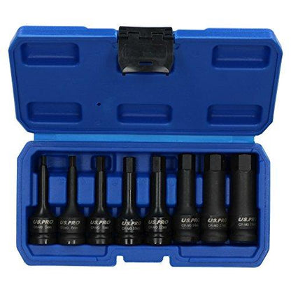 Us Pro by Bergen 8 pc 1/2'' Impact Hex Allen Socket Bits Metric MM B1305