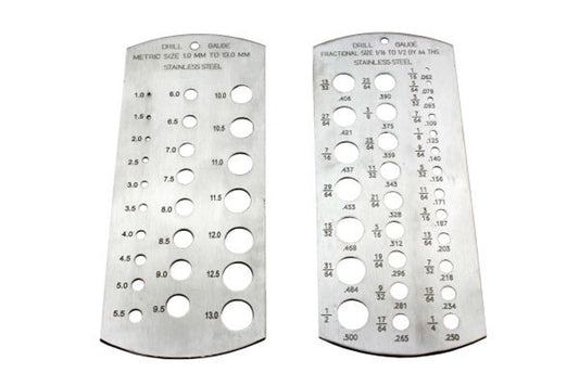 US Pro 2pc Drill Bit Gauge Size Checker Metric, SAE Imperial, Hole Sizer Set