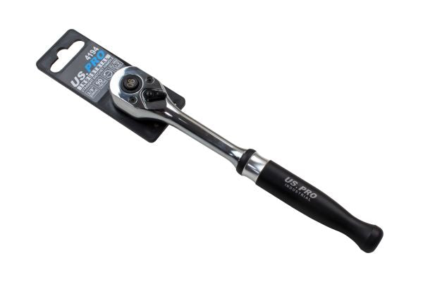 US Pro Industrial 3/8'' drive ratchet handle with a straight, black aluminium handle 90 Teeth