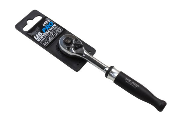 US Pro Industrial 1/4'' drive ratchet handle with a straight, black aluminium handle 90 Teeth