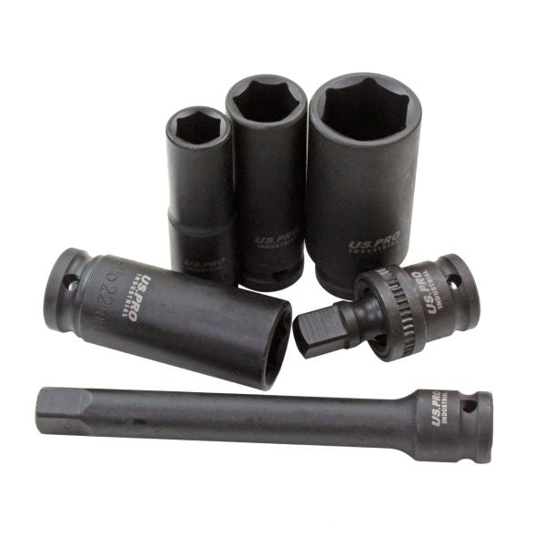 US PRO  Industrial 16pc 1/2'' Deep Impact Socket Set 10-27mm Extension Bar Universal Joint