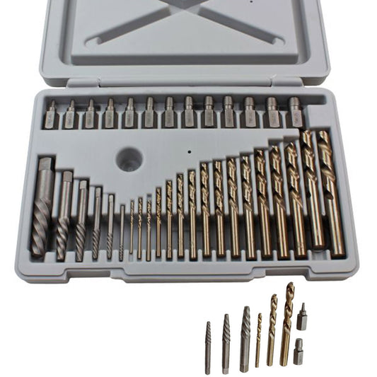 35pc Master Screw Extractor and Drill Set for Damaged Broken Bolts Studs US Pro