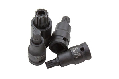 10pc 1/2'' Dr Impact Spline Bit Sockets Set M4 to M18 Us Pro Industrial Bits S2