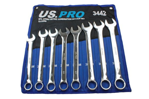 Jumbo Spanners 8pc Long Reach Combination Wrench Spanner Set 22mm - 32mm US Pro