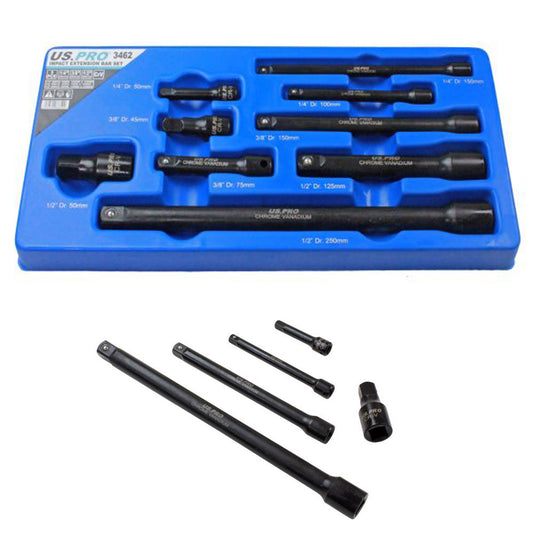 9pc Impact Extension Bar Set,1/4'' 3/8'' 1/2'' dr, Socket Sockets Bars US Pro