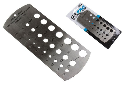Metric HSS Drill Bit Size Checker Plate Drill Gauge 1mm to 13mm 25 Sizes Stainless Steel