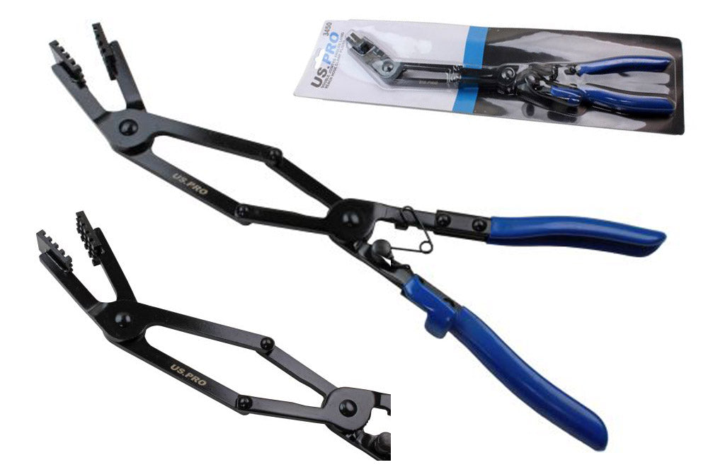 Long Reach Hose Clamp Pliers Double jointed with Angled Jaw.