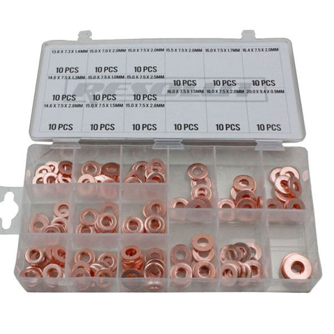 Diesel Injector Copper Washers Seal Sealing Rings Kit Ports Assortment 150pcs