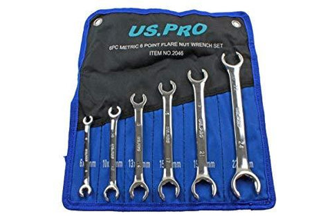 US PRO 6 Piece Metric 6 Point Flare Nut Spanner Wrench Set 6 - 24mm 2046