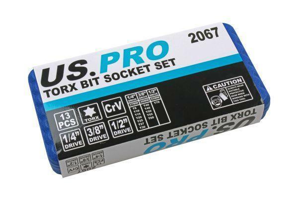 US PRO B2067 13pc Torx Bit Socket Set T8-T70   Storage Case