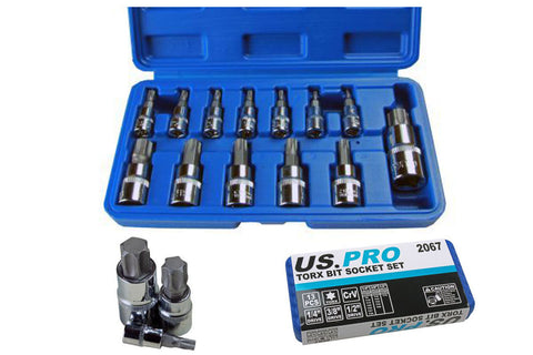 US PRO B2067 13pc Torx Bit Socket Set T8-T70   Storage Case