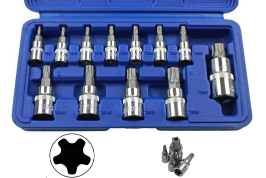 12pc 5 Sided Tamper Torx Plus Bit Socket Set T8 - T60 S2 Steel