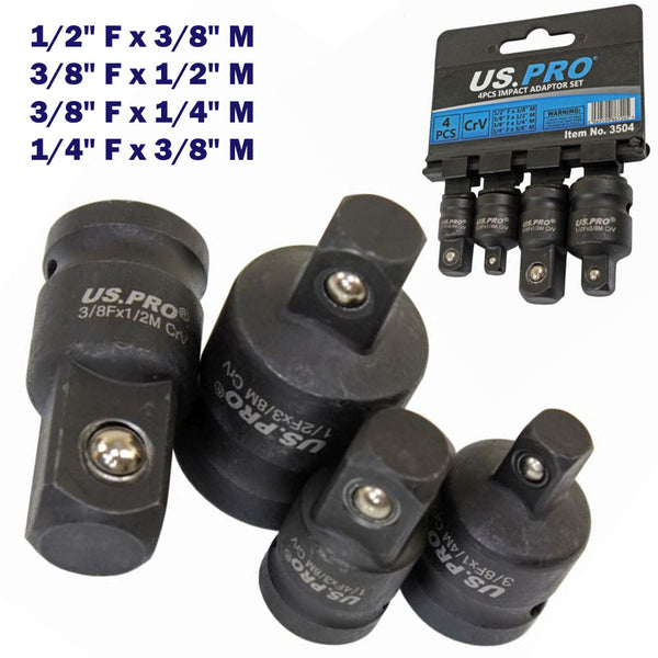 4pc Impact Socket Adaptor Set Step Up Step Down  Reducers Converters Adapters