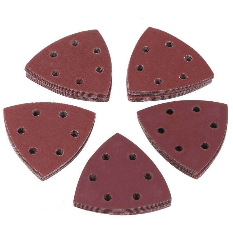 50pc Sanding Triangle Pads Delta Mouse 90mm Sheets 40 80 120 180 240 Grit
