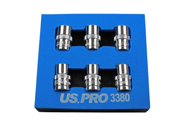 10mm x 3 and 13mm x 3 Metric 3/8'' Drive 6 Sided Single Hex Shallow Socket 6pc