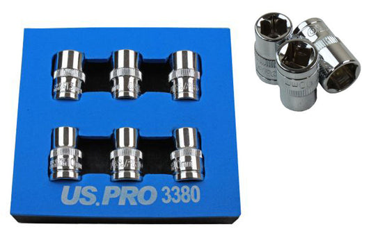 10mm x 3 and 13mm x 3 Metric 3/8'' Drive 6 Sided Single Hex Shallow Socket 6pc