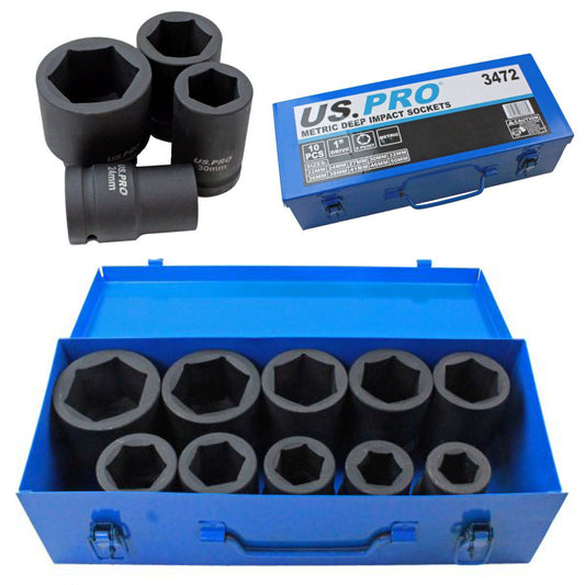 1'' Drive Deep Impact Socket Set 22 24 27 30 32 36 38 41 46 50mm HGV Long Reach