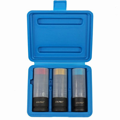 1/2 Alloy Wheel Nut Deep Impact Socket Set 500Nm US PRO INDUSTRIAL 17 19 21mm