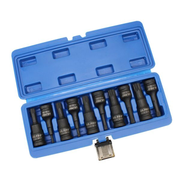 Impact Spline Bit Sockets 10pc 1/2 Inch Drive Triple Square Socket M5 - M18