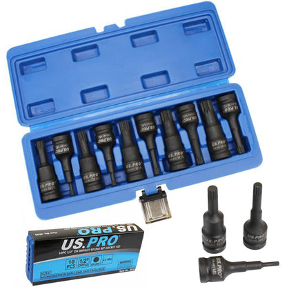 Impact Spline Bit Sockets 10pc 1/2 Inch Drive Triple Square Socket M5 - M18