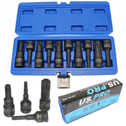Impact TORX Star Socket Set 1/2'' Drive Long TORX T30 - T100 US Pro