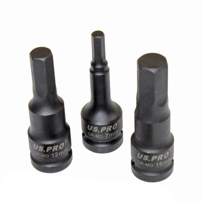Impact HEX Allen Star Socket Bit Set 1/2'' Drive Long H5-H19 US Pro