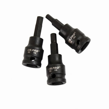 US Pro 7pc Impact HEX Bit Socket Set 3/8'' Drive H3 - H10 S2 Bits