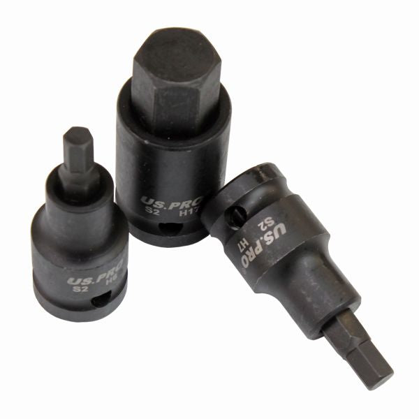 US Pro 10pc Impact Hex Socket Bit Set 1/2'' Drive 4mm to 19mm Allen Key Sockets