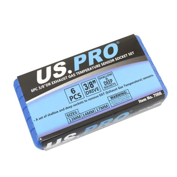 US Pro 6pc 3/8'' dr Exhaust Gas Temperature Sensor Socket Set 13mm 14mm 17mm
