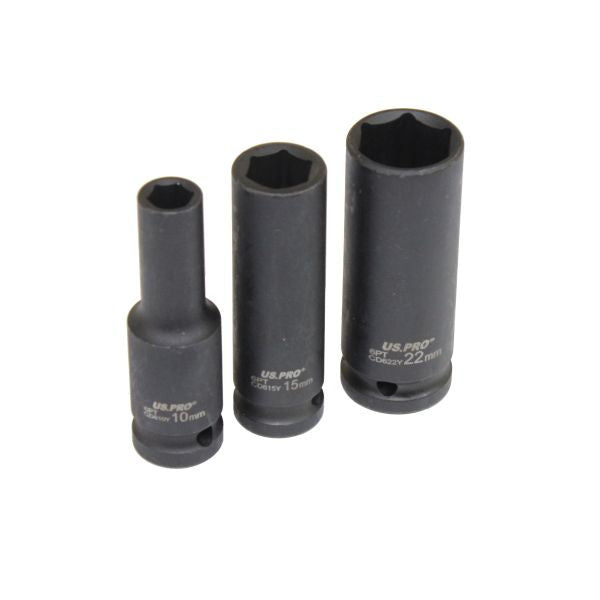 US Pro 10pc 1/2''Dr Deep Impact Sockets 10-24mm Metric