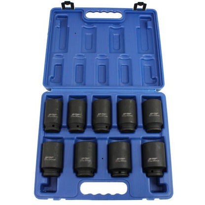 9pc 12 Point Deep Iimpact Socket Set Axle Hub Nut 1/2''Dr Thin Wall Drive Shaft Socket