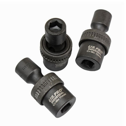 10pc 3/8? Dr Swivel Impact Shallow Sockets 360� 10-19mm US PRO Industrial