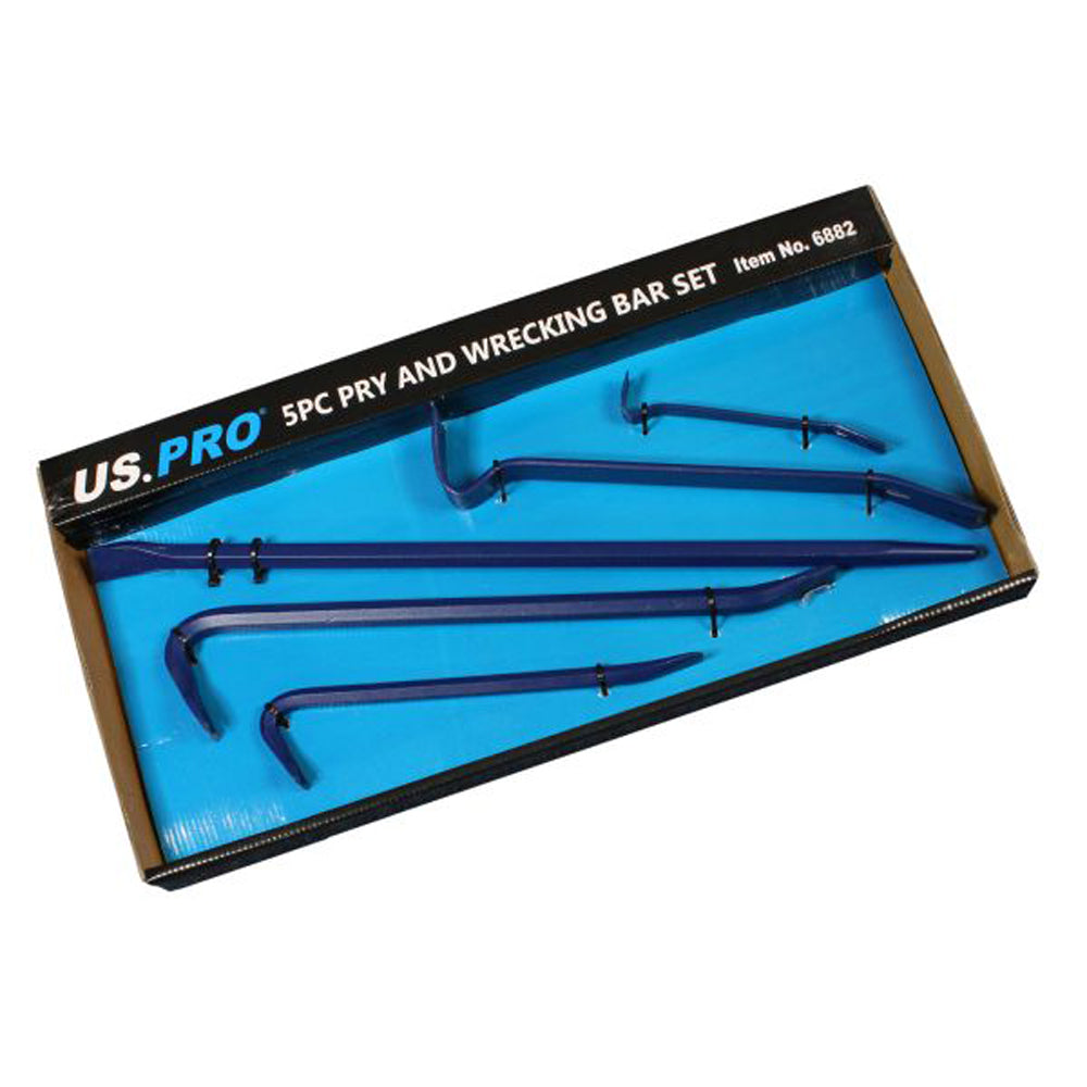 US PRO 5pc Pry Bar set Wrecking Crow Jemmy Set Flat Aligning Bars